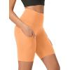 imageODODOS Womens Tummy Control Biker Shorts 20 with Pockets High Waist Athletic Workout Yoga Shorts35 5quot 8quot  10quot InseamNeon Orange