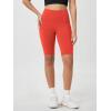 imageODODOS Womens Tummy Control Biker Shorts 20 with Pockets High Waist Athletic Workout Yoga Shorts35 5quot 8quot  10quot InseamOrange Red