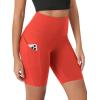 imageODODOS Womens Tummy Control Biker Shorts 20 with Pockets High Waist Athletic Workout Yoga Shorts35 5quot 8quot  10quot InseamOrange Red