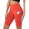 imageODODOS Womens Tummy Control Biker Shorts 20 with Pockets High Waist Athletic Workout Yoga Shorts35 5quot 8quot  10quot InseamOrange Red