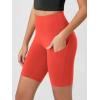 imageODODOS Womens Tummy Control Biker Shorts 20 with Pockets High Waist Athletic Workout Yoga Shorts35 5quot 8quot  10quot InseamOrange Red