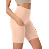imageODODOS Womens Tummy Control Biker Shorts 20 with Pockets High Waist Athletic Workout Yoga Shorts35 5quot 8quot  10quot InseamPeach