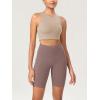 imageODODOS Womens Tummy Control Biker Shorts 20 with Pockets High Waist Athletic Workout Yoga Shorts35 5quot 8quot  10quot InseamPurple Taupe