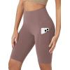 imageODODOS Womens Tummy Control Biker Shorts 20 with Pockets High Waist Athletic Workout Yoga Shorts35 5quot 8quot  10quot InseamPurple Taupe