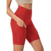 imageODODOS Womens Tummy Control Biker Shorts 20 with Pockets High Waist Athletic Workout Yoga Shorts35 5quot 8quot  10quot InseamRed
