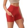 imageODODOS Womens Tummy Control Biker Shorts 20 with Pockets High Waist Athletic Workout Yoga Shorts35 5quot 8quot  10quot InseamRed