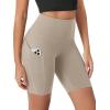 imageODODOS Womens Tummy Control Biker Shorts 20 with Pockets High Waist Athletic Workout Yoga Shorts35 5quot 8quot  10quot InseamTaupe