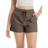imageODODOS Womens Athletic Shorts 35 High Waisted Lightweight Ripstop Quick Dry Workout Running Casual Shorts with PocketsDark Brown