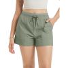 imageODODOS Womens Athletic Shorts 35 High Waisted Lightweight Ripstop Quick Dry Workout Running Casual Shorts with PocketsSeagrass