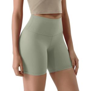 imageODODOS Tummy Control Compression Shorts for Women 4quot  6quot  8quot  10quot High Waist Workout Biker Shorts with Inner PocketLime Stone
