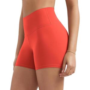 imageODODOS Tummy Control Compression Shorts for Women 4quot  6quot  8quot  10quot High Waist Workout Biker Shorts with Inner PocketOrange Red