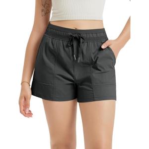 imageODODOS Womens Athletic Shorts 35 High Waisted Lightweight Ripstop Quick Dry Workout Running Casual Shorts with PocketsBlack