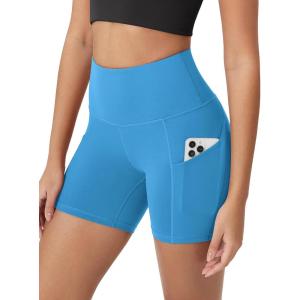 imageODODOS Womens Tummy Control Biker Shorts 20 with Pockets High Waist Athletic Workout Yoga Shorts35 5quot 8quot  10quot InseamAzure