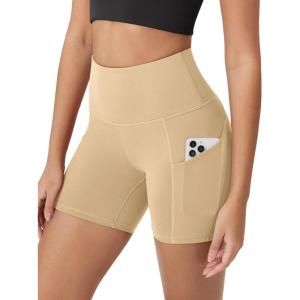 imageODODOS Womens Tummy Control Biker Shorts 20 with Pockets High Waist Athletic Workout Yoga Shorts35 5quot 8quot  10quot InseamBeige
