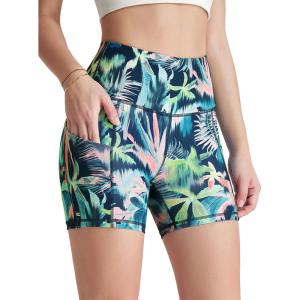 imageODODOS Womens Tummy Control Biker Shorts 20 with Pockets High Waist Athletic Workout Yoga Shorts35 5quot 8quot  10quot InseamBlurred Tropical