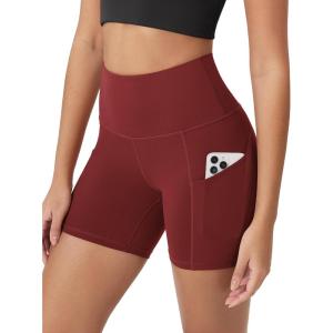 imageODODOS Womens Tummy Control Biker Shorts 20 with Pockets High Waist Athletic Workout Yoga Shorts35 5quot 8quot  10quot InseamBrick Red