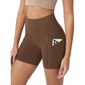 imageODODOS Womens Tummy Control Biker Shorts 20 with Pockets High Waist Athletic Workout Yoga Shorts35 5quot 8quot  10quot InseamBrunette