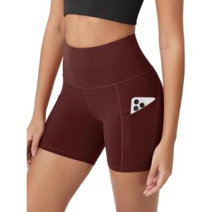imageODODOS Womens Tummy Control Biker Shorts 20 with Pockets High Waist Athletic Workout Yoga Shorts35 5quot 8quot  10quot InseamBurgundy