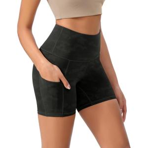 imageODODOS Womens Tummy Control Biker Shorts 20 with Pockets High Waist Athletic Workout Yoga Shorts35 5quot 8quot  10quot InseamCamo Black