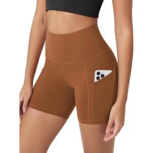 imageODODOS Womens Tummy Control Biker Shorts 20 with Pockets High Waist Athletic Workout Yoga Shorts35 5quot 8quot  10quot InseamCaramel