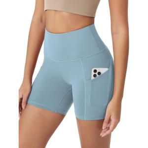 imageODODOS Womens Tummy Control Biker Shorts 20 with Pockets High Waist Athletic Workout Yoga Shorts35 5quot 8quot  10quot InseamChambray