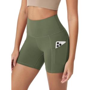 imageODODOS Womens Tummy Control Biker Shorts 20 with Pockets High Waist Athletic Workout Yoga Shorts35 5quot 8quot  10quot InseamDark Olive