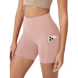 imageODODOS Womens Tummy Control Biker Shorts 20 with Pockets High Waist Athletic Workout Yoga Shorts35 5quot 8quot  10quot InseamDusty Pink