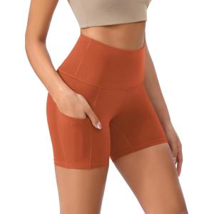 imageODODOS Womens Tummy Control Biker Shorts 20 with Pockets High Waist Athletic Workout Yoga Shorts35 5quot 8quot  10quot InseamOrange Rust