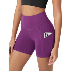 imageODODOS Womens Tummy Control Biker Shorts 20 with Pockets High Waist Athletic Workout Yoga Shorts35 5quot 8quot  10quot InseamPlum Purple