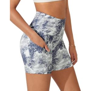 imageODODOS Womens Tummy Control Biker Shorts 20 with Pockets High Waist Athletic Workout Yoga Shorts35 5quot 8quot  10quot InseamPurple Gray Line