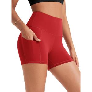 imageODODOS Womens Tummy Control Biker Shorts 20 with Pockets High Waist Athletic Workout Yoga Shorts35 5quot 8quot  10quot InseamRed