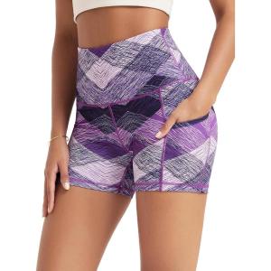 imageODODOS Womens Tummy Control Biker Shorts 20 with Pockets High Waist Athletic Workout Yoga Shorts35 5quot 8quot  10quot InseamSketched Chevron