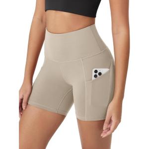 imageODODOS Womens Tummy Control Biker Shorts 20 with Pockets High Waist Athletic Workout Yoga Shorts35 5quot 8quot  10quot InseamTaupe