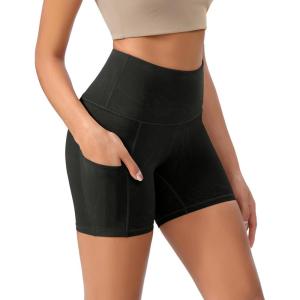 imageODODOS Womens Tummy Control Biker Shorts 20 with Pockets High Waist Athletic Workout Yoga Shorts35 5quot 8quot  10quot InseamWave Black