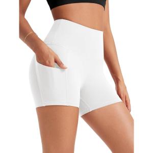 imageODODOS Womens Tummy Control Biker Shorts 20 with Pockets High Waist Athletic Workout Yoga Shorts35 5quot 8quot  10quot InseamWhite