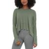 imageODODOS Long Sleeve Tee for Women with Thumb Hole Athletic Gym Workout Crop Tops Yoga ShirtsSage Greenwashed