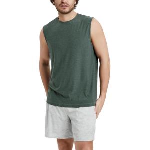 imageODODOS Mens Muscle Tee  Stratum Tech Performance Tank Ultra Soft Moisture Wicking UPF 50 Sleeveless ShirtsAspen Heather