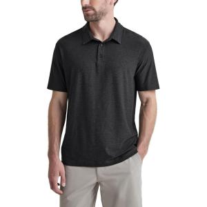 imageODODOS Mens Performance Polo  Stratum Tech Short Sleeve Golf TShirts Ultra Soft Moisture Wicking UPF 50 Casual TopsBlack Heather