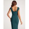 imageODODOS Womens Cloud Feeling Front Split Midi Dress Square Back Crew Neck Sleeveless Bodycon Tank DressForest Teal