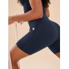 imageODODOS Womens Drawstring Tie Daily Shorts with Pockets 6quot Inseam High Waist Workout Yoga Biker ShortsDeep Navy