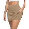 imageODODOS Womenss High Waist Tennis Skirts Cloud Feeling Builtin Shorts Athletic Golf Casual Skorts with PocketsLight Brown
