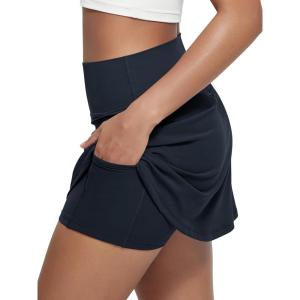 imageODODOS Womenss High Waist Tennis Skirts Cloud Feeling Builtin Shorts Athletic Golf Casual Skorts with PocketsDeep Navy