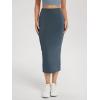 imageODODOS Modal Soft Midi Skirt for Women Back Slit High Waist Casual Long Pencil Skirts with PocketsNavy