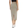 imageODODOS Modal Soft Midi Skirt for Women Back Slit High Waist Casual Long Pencil Skirts with PocketsKhaki