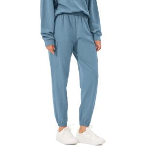 imageODODOS Cargo Jogger Pants for Women Purevibe Cotton Mid Waist Track Cuff Lounge Sweatpant with PocketsSteel Blue