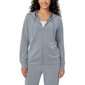 imageODODOS Womens Modal Soft FullZip Hoodies Casual Relaxed Fall Outfit Hooded Jacket with PocketsGrey Blue