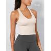 imageODODOS 3Pack Seamless Racerback Crop Tank for Women Ribbed Knit Soft Crop TopsErmineivorynavy