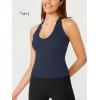 imageODODOS 3Pack Seamless Racerback Crop Tank for Women Ribbed Knit Soft Crop TopsErmineivorynavy