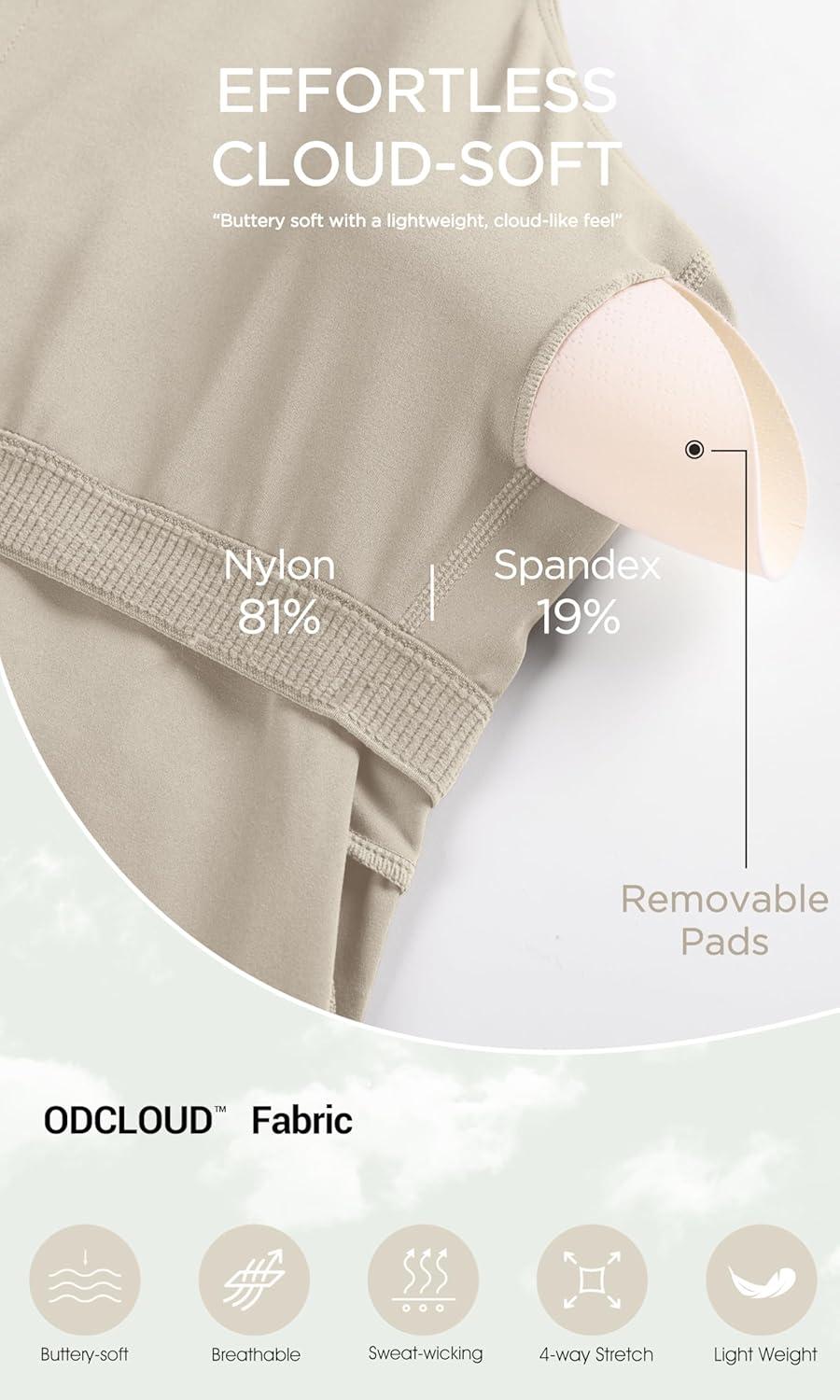 imageODODOS Womens Cloud Feeling Tank Dress with Separate Shorts and Built in Bra U Back Mini Tennis DressDark Beige