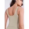 imageODODOS Womens Cloud Feeling Tank Dress with Separate Shorts and Built in Bra U Back Mini Tennis DressDark Beige